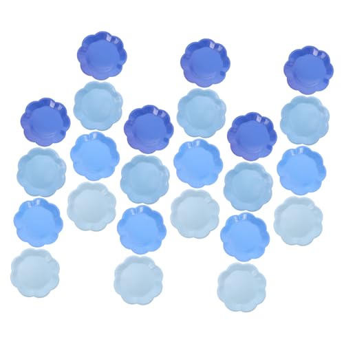 NUOLUX 40個花型ブルーグラデーション紙皿 ケーキ用使い捨てパーティープレート 誕生日 結婚式 ベビーシャワー ハヌカに適したデザートトレ