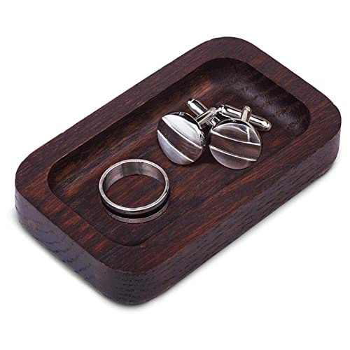 Product Image of the Prazoli Men's Ring Holder - Wooden Ring Dish & Tray for Nightstand for Him, Small Trinket Dish