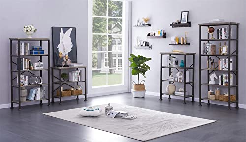 Hombazaar Bookshelf, 5-Tier Vintage Industrial Book Shelf, Rustic Wood And Metal Bookcase And Bookshelves, Free Standing Storage Large Bookshelf For Living Room, Bedroom And Kitchen, Grey Oak #TOP7