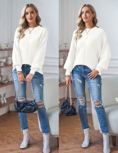 Image of TECREW Women's Batwing Long Sleeve Crew Neck Pullover Sweater Soft Ribbed Knit Sweater Top