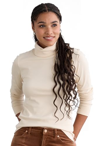 Image of Fair Indigo Women's Organic All-Cotton Luxe Turtleneck
