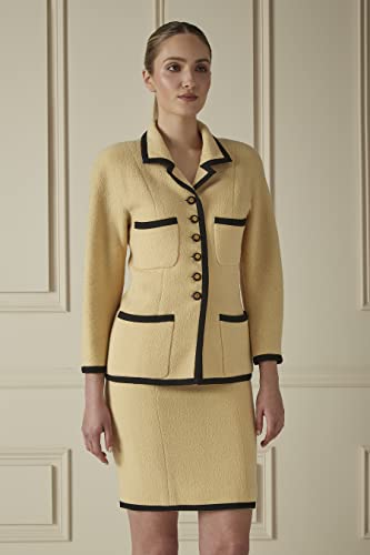 Chanel, Pre-Loved Yellow Tweed Skirt Suit Set, S, Yellow #TOP4