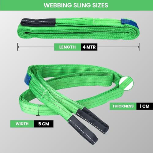 Image of Shield Flex Heavy Duty Lifting Sling Belt (Pack of 2) | Polyester Webbing Flat Belt for Material Handling, Towing, Construction & Industrial Use (2 Ton 4 Mtr)
