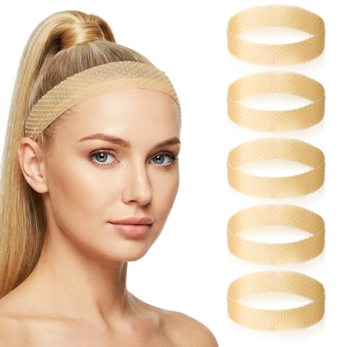 Lusofie 5pcs Wig Bands No Slip Silicone Wig Grip Elastic Adjustable Headband For Wigs