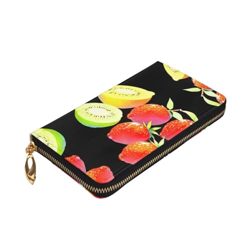 Strawberry Lemon printing Women's leather long handheld wallet large capacity credit card zipper bag3