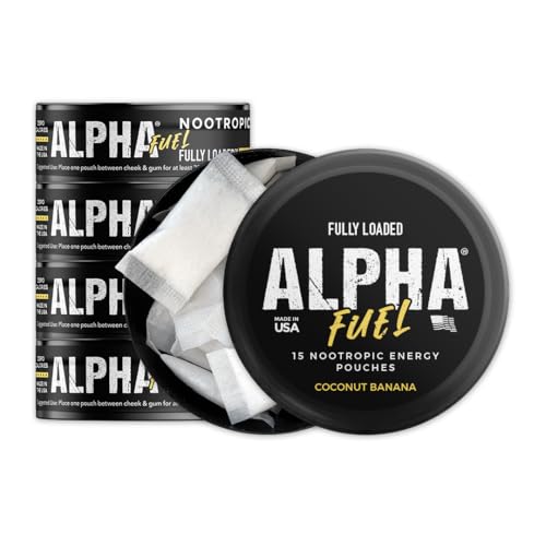 Image of Fully Loaded Alpha Fuel Nootropic Pouches (Coconut Banana Fuel) - Nootropic Energy Pouches with Caffeine, Alpha GPC, Tyrosine, Taurine, Guarana and More