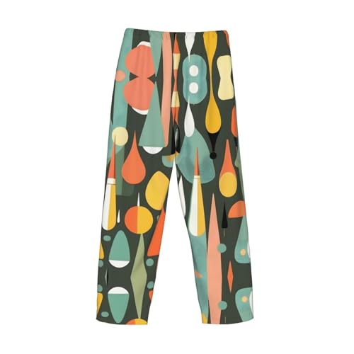 Mid Century Modern Retro with Drop Shapes print Pajama Pants Ultra Lightweight Pjs Bottoms Sleepwear with Pocket Drawstring3