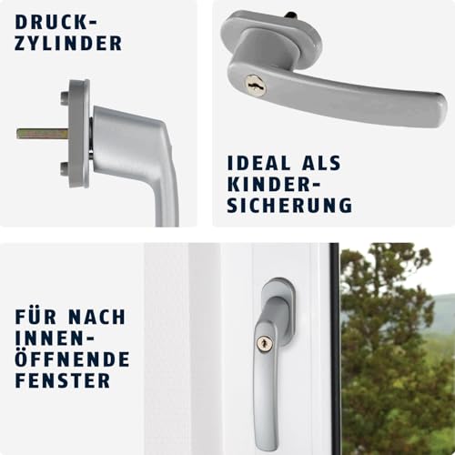 ABUS Fenstergriff FG200 - Abschließbar mit Druckzylinder, Grau – Ansicht 3