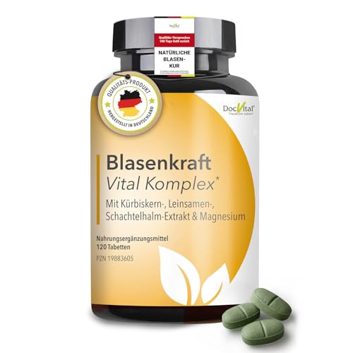 DocVital Blasenkraft [120 Tabletten] hochdosiert bei Inkontinenz Reizblase und Blasenschwäche Frauen & Männer Mittel gegen nächtlichen Harndrang & schwache Blase Pharmazeutische Qualität