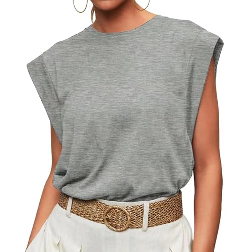 Women's Sleeveless Vest Tank Tops Crew Neck Sleeveless Casual Sold Color Tops 1981 Summer Clothes