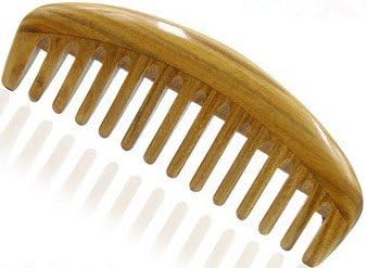 MyhsmoothGs-by-wt Wide Tooth Wood Handmade Natural Green Sandalwood No Static Comb with.