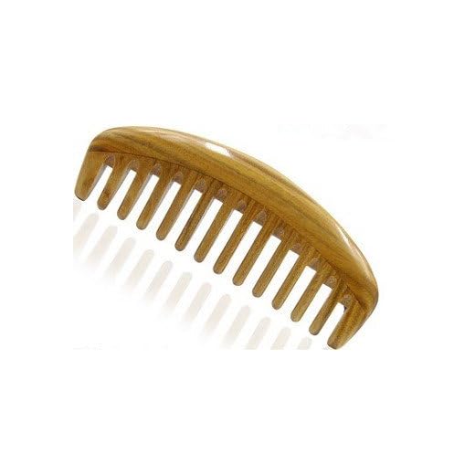 Myhsmooth Gs-by-wt Handmade Natural Green Sandalwood No Static Comb with Aromatic Scent for Detangling Curly Hair and Gift (5.8