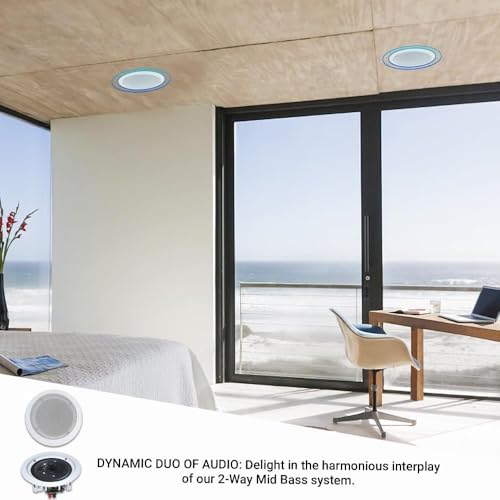 Image of Technical Pro Home Theater System Kit - 6 Channel 6000 Watts Bluetooth Amplifier, 8 Qty of 8 inch Framed Ceiling Speakers 300 W Each, 16 AWG 500 ft Speaker Wire & Remote Ideal for Home, Office