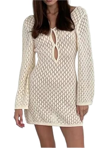 Vestido playero crochet sin espalda para atardeceres y fiestas en la playa