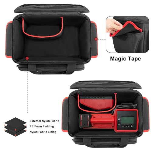 Image of Rexmica Carrying Bag Compatible with Milwaukee M18 18V Cordless Tire Inflator 2848-20, Tire Inflator Storage Bag Compatible with Milwaukee M18 Inflator, Charger, Battery or Air Pump Accessories, Black