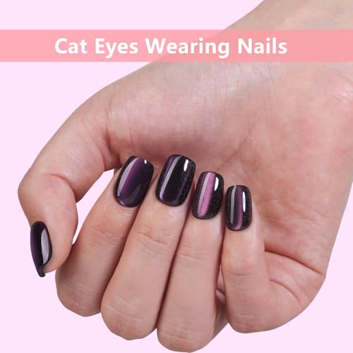 AstraGlam 3D Cat Eye Press On Nails with 15 Different Sizes, Stick on Nails with Soft Gel in Five Colors, Ideal for Nail Salons and DIY - Image 3