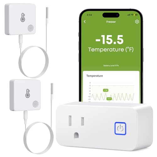 MOCREO WiFi Refrigerator Thermometer with Freezer Alarm, Email Alert, App Notification, Data Logging Export, No Subscription Fee, 2 Remote Temperature Sensor for Home Kitchen, Hot Tub