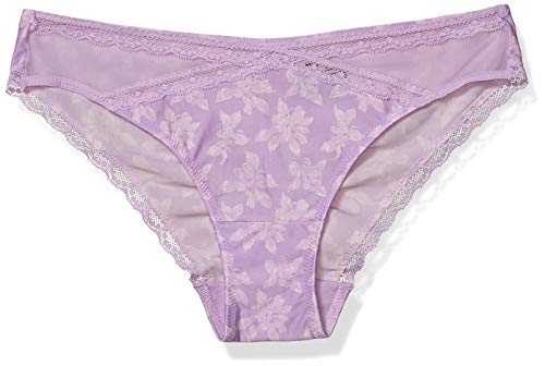 Maidenform Women's Comfort Devotion Lace Back Tanga Panty, Antique Floral Print/Luminous Lilac, 7