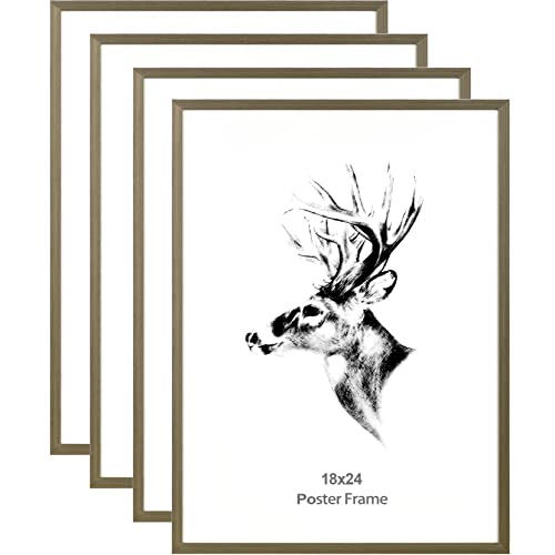 Yaetm 18X24 Frame | Poster Frame In Grey Set Of 4, Solid Wood Picture Frame 18 By 24 Inches, Wall Gallery Frames For Horizontal And Vertical Wall Mounted (4 Pack, Grey) #TOP12