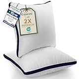 Utopia Bedding Cuscini Letto (Set di 2), 60 x 60 cm Guanciali Letto Coppia - Tessuto spazzolato con Fibra di Poliestere 3D - Morbida e Traspirante Cuscini (Blu Marino)