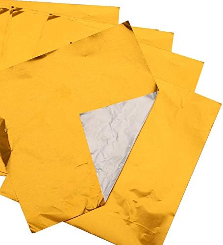 Heyu-Lotus 100 Sheets Gold Foil Wrappers, Chocolate Candy Wrappers, Aluminium Foil Sweets Wrappers for Candy Packaging Decoration(10x10cm)
