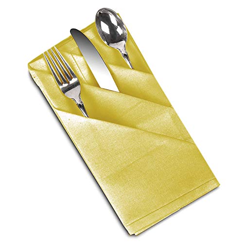 Talvania Cloth Napkins - Set of 12 Dinner Napkins - Soft Poly Cotton Washable Napkins - Reusable Fabric Table Napkins - 18” X 18” - Perfect for Events, Weddings, Parties, Hotels & More (Gold) - Thumbnail 7