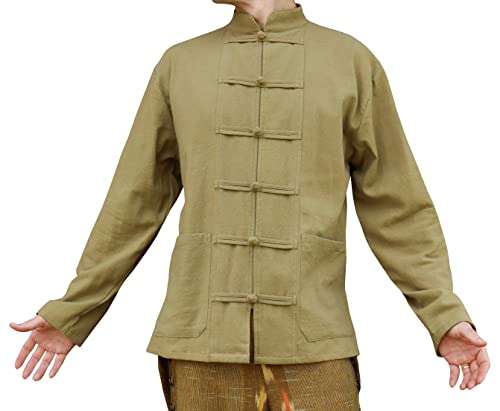 Image of RaanPahMuang Thick Muang Cotton Chinese Jacket Shirt Mandarin Frog Button Front