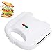 Smartweb Sandwichera de 850 W, para camping, con revestimiento antiadherente vegano y vegetariano, platos desmontables, asas Cool Touch, sin BPA, color blanco