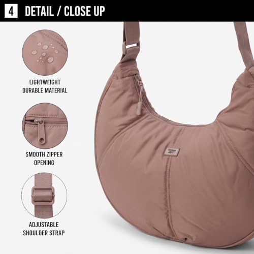 Image of Reebok Womens Crossbody Bag - Lightweight Stylish Nylon Quilted and Non-Quilted Everyday Crossbody Sling Bags for Women