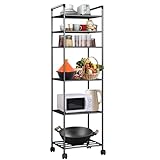 Estante de Metal de 6 Niveles con Ruedas, fácil de Montar, Puede almacenar microondas, Utensilios de Cocina, Aperitivos,...