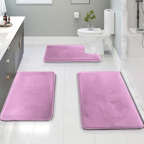 Clara Clark Velvet Memory Foam Bath Mat Set Cover