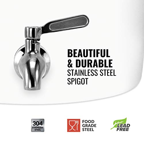 Image of Geo Sports Bottles Geo Sports Porcelain Ceramic Crock Water Dispenser, Stainless Steel Faucet, Valve and Lid Included. Fits 3 to 5 Gallon Jugs. BPA Free (Black Stripe)