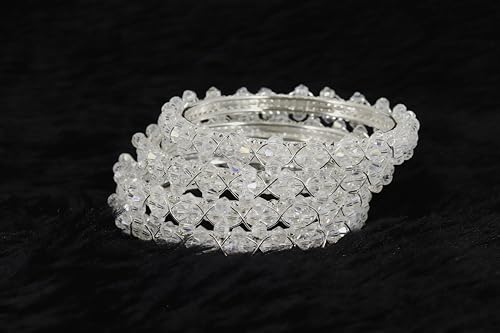 Image of NMII Stylish Pearls Beads Bangles Set For Women & Girls | Women's Bangles Bracelet | Metal Bangles Kada Set For Wedding, Party, Festival, Daily | Women's Fashion Jewellery- Set of 4