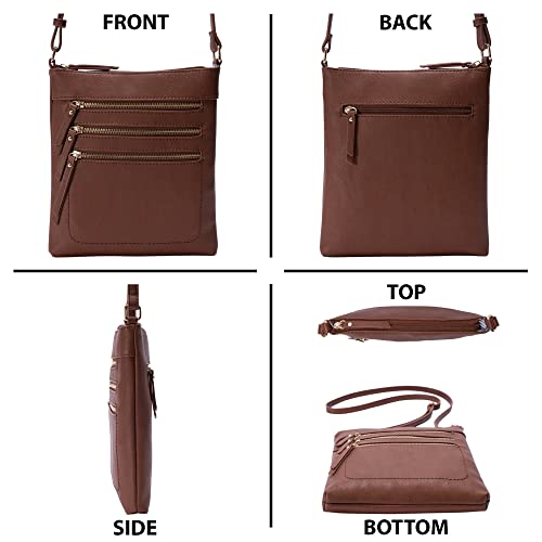 Image of Solene Crossbody Bag Functional Multi Pocket Messenger Purse Top Zip Closure Shoulder Handbag With Adjustable Strap