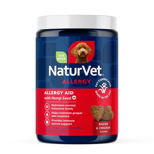 NaturVet Hemp Allergy Aid Supplement for Dogs, Hemp Seed, Antioxidants, Omegas, Dha & Epa for Healthy Skin & Respiratory Health, 120 Count