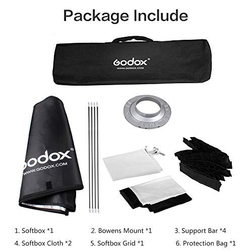 Godox Studio Softbox Godox Speedlite Softbox 60X90Cm Rectangular Softbox Photography Light With Grid Bowens For Portrait Product Photography Studio Flash (Sb-Fw6090) #TOP6
