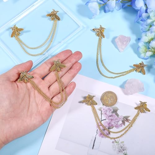 Image of CHGCRAFT Bee Chain Brooches and Pins Chain Collar Pins for Women Safety Brooch Pin for Clothes Jewelry Decoration
