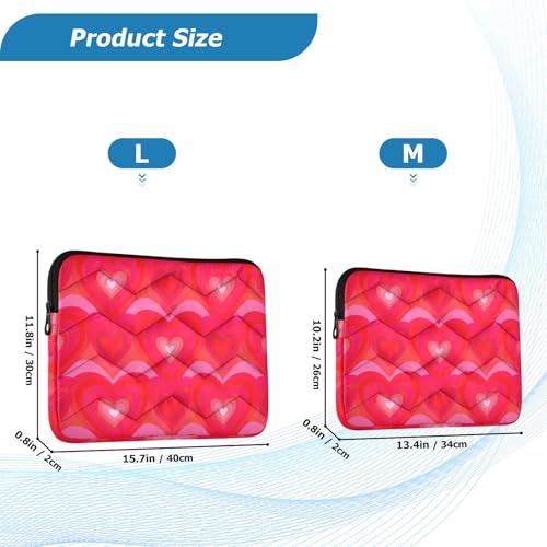 Funda para portátil de 15 pulgadas color Retro Hearts Rojo miniatura 3