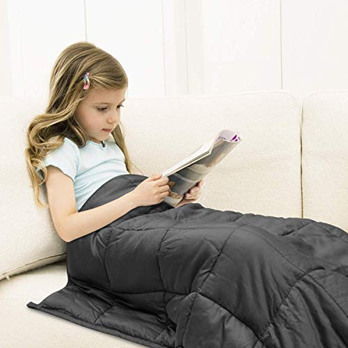 HabiLife Weighted Blanket 10 lbs for Kids 41''x60'',100% Natural Bamboo Viscose with Glass