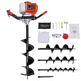 NOLANTISI Auger Post Hole Digger, 52cc Gasoline Engine 2-Stroke Single-Cylinder air-Cooled Gasoline Post Hole Digger (Orange+Black)
