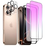 DZHFU iPhone16promax用 ガラスフィルム ブルーライトカット 目の疲れを軽減 全面保護フィルム2枚＋レンズフィルム2枚 ガイド枠付き