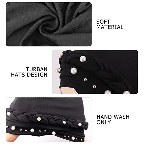 Image of DRESHOW Turban Pre-Tied Twisted Hat Thread African Head Wraps for Black Women Chemo Cancer Cap Braid Hair Cover