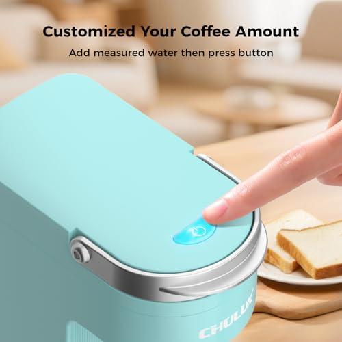 Image of CHULUX Slim Single Serve Coffee Maker, Lightweight Pod Coffee Machine, Cyan