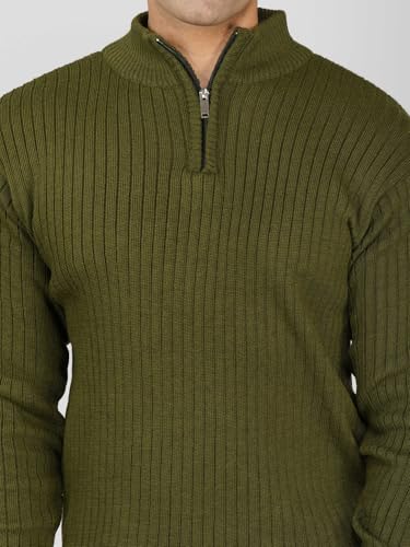 Image of LOQUE Men's Wool Blend Selection Sweater Half Zip High Neck Pullover Warm Casual Winter Wear for Office and Travel