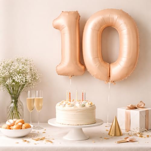 Image of WP WANNA PARTY Number 1 Pcs Balloons Retro Apricot First Birthday Decor Light Brown One Balloon For Pcsst Boy /Girl Large 40 Inch Digital Year Old Nude Neutral Caramel-Aluminium