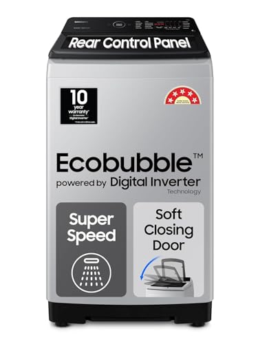 Image of Samsung 8 Kg, Eco Bubble Technology with Super Speed, Soft Closing Door, Fully-Automatic Top Load Washing Machine (WA80BG4545BYTL, Lavender Gray)
