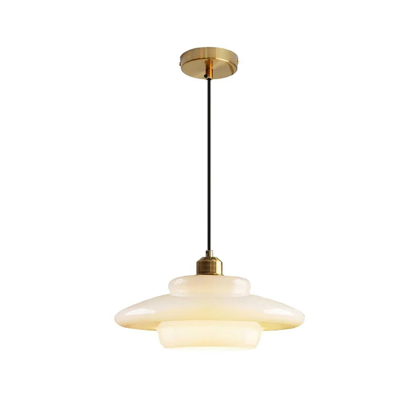 S-Cevada Vintage 32cm White Glass Pendant Light Modern Spherical Hanging Lamp with Gold Metal Socket for Kitchen Island Dining Room Bedroom Living Room Hallway (32cm)