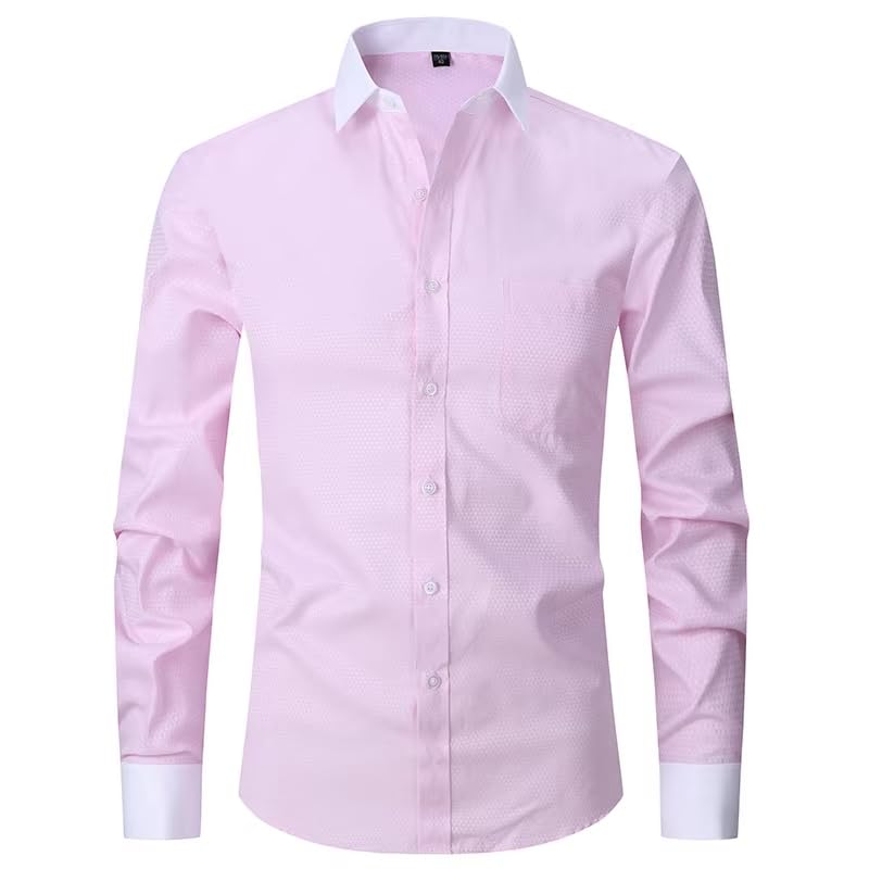 Camisa de vestir clásica blanca de manga larga con acabados de alta costura 7