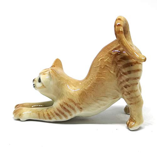 Figurine miniature en céramique chat marron pour remplacer le plastique sans charme - 6
