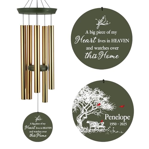 Image of ASTARIN Personalized Wind Chimes Memorial, 30 /36 in Cardinal Memorial Wind Chimes, Life Tree Custom Sympathy Gifts in Loving Memory of Mom /Dad, Wind Chime for Loss of Loved Ones(Produced in Texas)